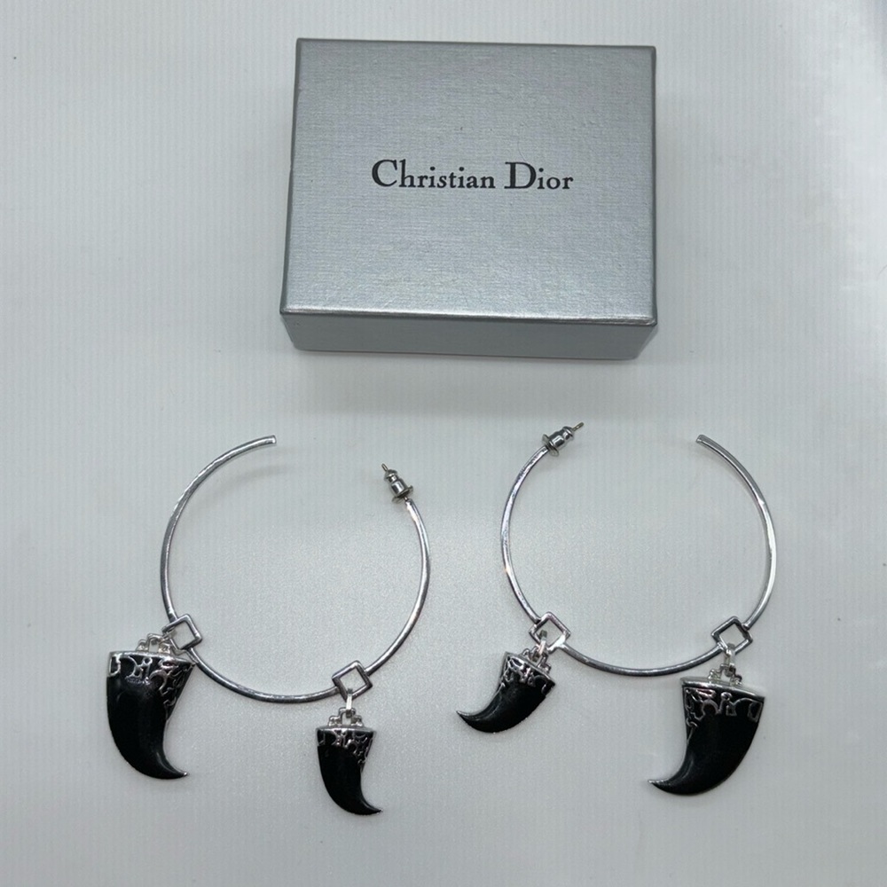 Christian Dior Horn Hoop Earrings